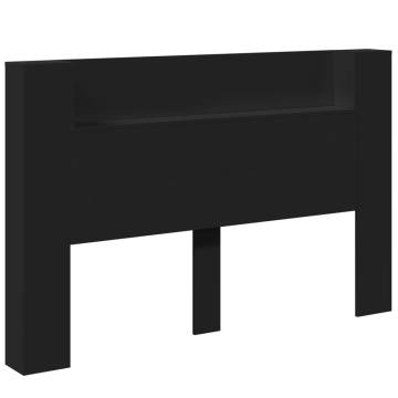 Stylish Black Headboard Cabinet with RGB LED - 160x16.5 cm