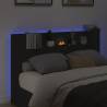 Stylish Black Headboard Cabinet with RGB LED - 160x16.5 cm