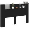 Stylish Black Headboard Cabinet with RGB LED - 160x16.5 cm