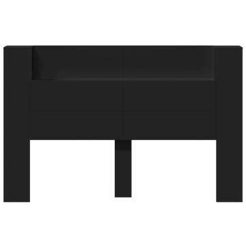 Stylish Black Headboard Cabinet with RGB LED - 160x16.5 cm