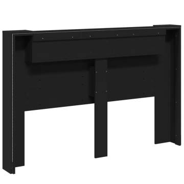 Stylish Black Headboard Cabinet with RGB LED - 160x16.5 cm