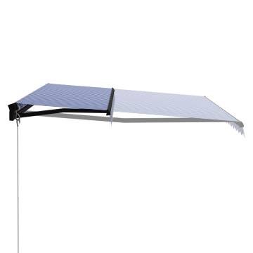 Manual Retractable Awning 400x300 cm - Blue & White