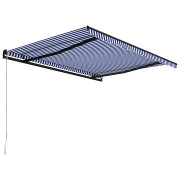 Manual Retractable Awning 400x300 cm - Blue & White