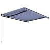 Manual Retractable Awning 400x300 cm - Blue & White