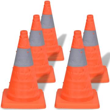 5 Pop-up Traffic Cones 42 cm - High Visibility & Collapsible