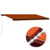 Manual Retractable Awning with LED - 600x300 cm Orange Brown