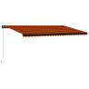 Manual Retractable Awning with LED - 600x300 cm Orange Brown