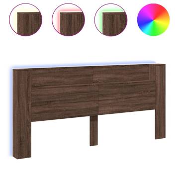 Headboard Cabinet with LED - Brown Oak 220x16.5x103.5 cm