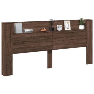 Headboard Cabinet with LED - Brown Oak 220x16.5x103.5 cm