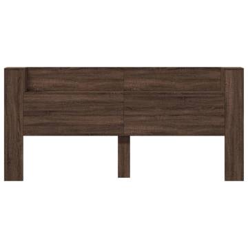 Headboard Cabinet with LED - Brown Oak 220x16.5x103.5 cm