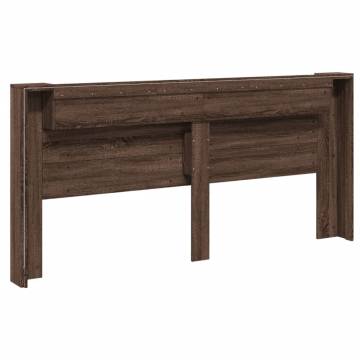 Headboard Cabinet with LED - Brown Oak 220x16.5x103.5 cm