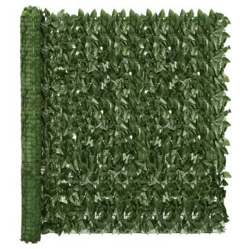 Balcony Privacy Screen with Dark Green Leaves - 300x150 cm