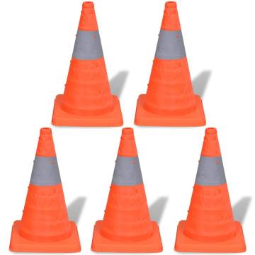 5 Pop-up Traffic Cones 42 cm - High Visibility & Collapsible