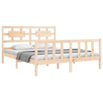 Solid Wood Bed Frame with Headboard 160x200 cm | Hipo Market