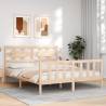 Solid Wood Bed Frame with Headboard 160x200 cm | Hipo Market