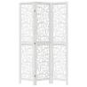 Elegant 3 Panel White Room Divider - Solid Wood Paulownia