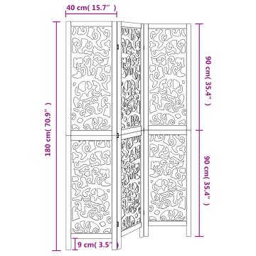 Elegant 3 Panel White Room Divider - Solid Wood Paulownia