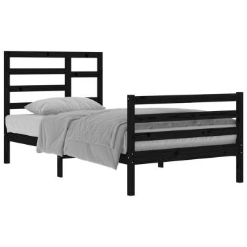 Modern Black Solid Wood Bed Frame 100x200 cm | Hipomarket