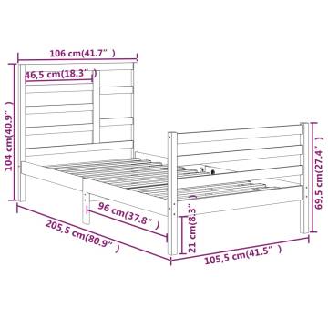 Modern Black Solid Wood Bed Frame 100x200 cm | Hipomarket