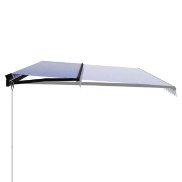 Manual Retractable Awning 600x300 cm - Blue and White