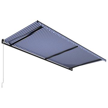 Manual Retractable Awning 600x300 cm - Blue and White