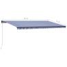 Manual Retractable Awning 600x300 cm - Blue and White