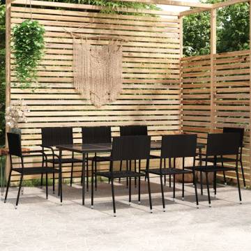 9 Piece Garden Dining Set Black - Stylish Outdoor Furniture