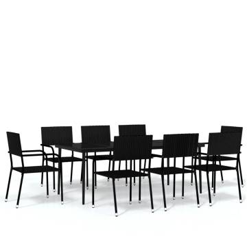 9 Piece Garden Dining Set Black - Stylish Outdoor Furniture