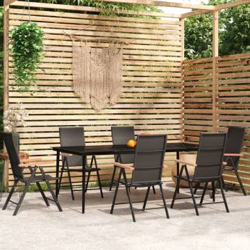 7 Piece Black Garden Dining Set - Stylish & Durable Outdoor Furniture