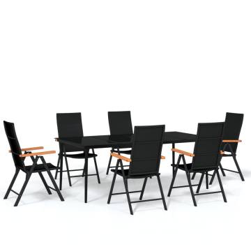 7 Piece Black Garden Dining Set - Stylish & Durable Outdoor Furniture