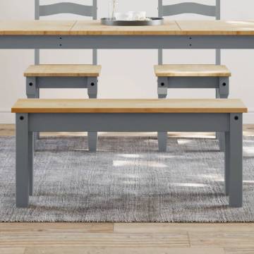 Panama Grey Dining Bench - Solid Pine Wood 105x30x45 cm