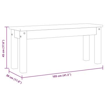 Panama Grey Dining Bench - Solid Pine Wood 105x30x45 cm