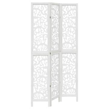 Elegant Room Divider 3 Panels - White Solid Wood Paulownia