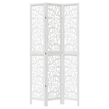 Elegant Room Divider 3 Panels - White Solid Wood Paulownia