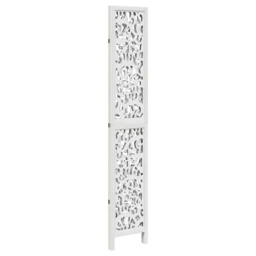 Elegant Room Divider 3 Panels - White Solid Wood Paulownia