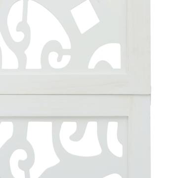 Elegant Room Divider 3 Panels - White Solid Wood Paulownia