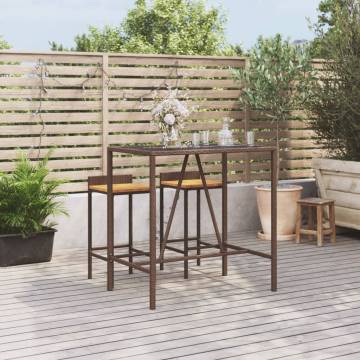 Stylish Brown Bar Table with Glass Top - 110x70 cm