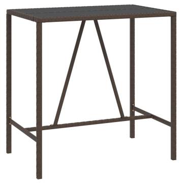 Stylish Brown Bar Table with Glass Top - 110x70 cm