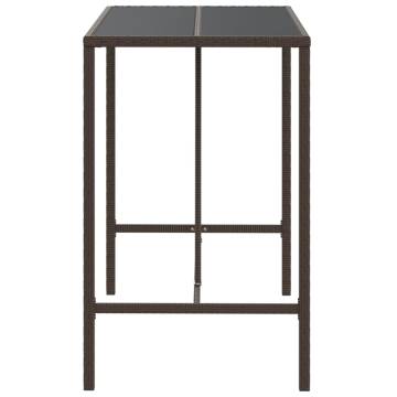 Stylish Brown Bar Table with Glass Top - 110x70 cm