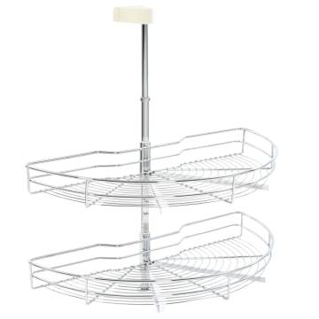 2-Tier Kitchen Wire Basket - Silver & Rotatable | HipoMarket