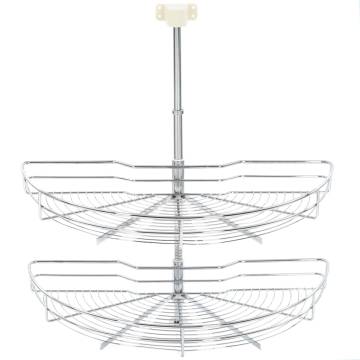 2-Tier Kitchen Wire Basket - Silver & Rotatable | HipoMarket