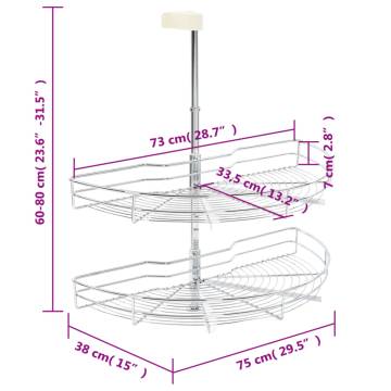 2-Tier Kitchen Wire Basket - Silver & Rotatable | HipoMarket