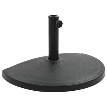 15 kg Half Round Black Parasol Base - Durable & Decorative