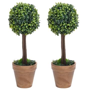 Artificial Boxwood Plants 2 pcs - Ball Shaped Green 56 cm