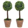 Artificial Boxwood Plants 2 pcs with Pots Ball Shaped Green 56 cm Size 14.5 x 56 cm Quantity in Package 2 