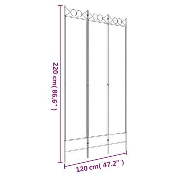 3-Panel Room Divider White - 120x220 cm Fabric | Hipomarket