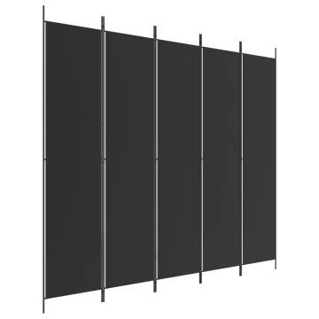 5-Panel Black Room Divider - Stylish & Versatile | HipoMarket