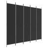 5-Panel Black Room Divider - Stylish & Versatile | HipoMarket