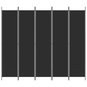 5-Panel Black Room Divider - Stylish & Versatile | HipoMarket