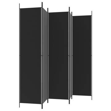 5-Panel Black Room Divider - Stylish & Versatile | HipoMarket